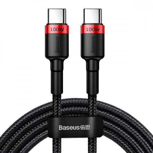 Baseus Cafule USB-C/USB-C adat/töltőkábel 100 W 5A, QC 3.0, PD 2.0  2 m - Fekete-piros
